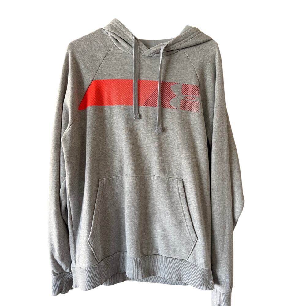 EUC Men's Gray Under Armour Logo Sweatshirt Hoodie sz M